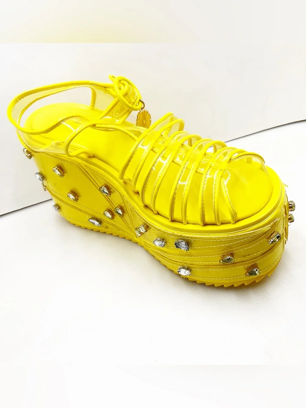 {Sugar Thrillz} Lemon Wedge Sugar Rush Jelly Platform Sandals - Picture 12 of 15